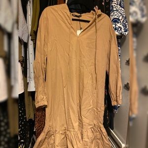 Cotton midi dress with hood and v neck from Zara